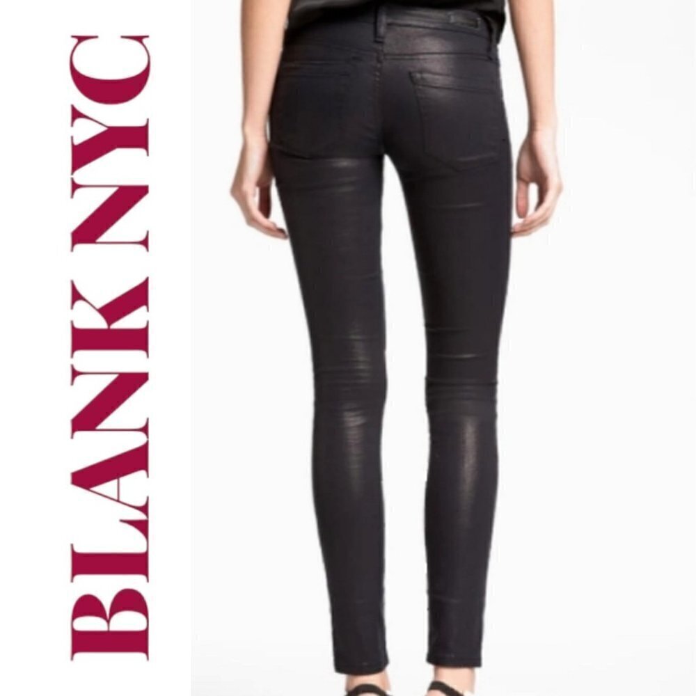 BLANK NYC Spray On Black Metallic Super Skinny Stretchy Ankle Pants, Size 27 - Picture 5 of 15